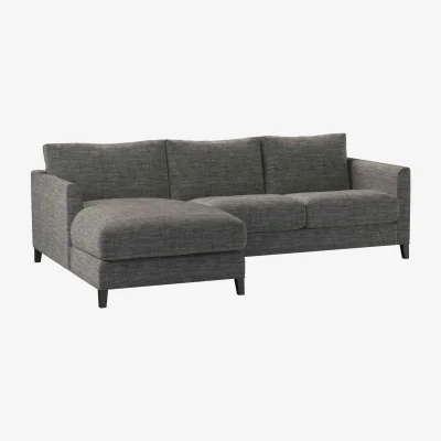 Sofa.com Izzy Small LHF Chaise Sofa in Liquorice Baylee Multi-Tone Viscose Linen