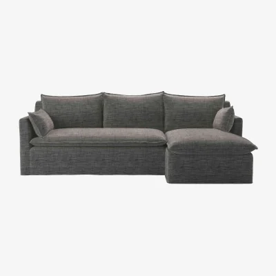 Sofa.com Anders RHF Chaise Sofa in Liquorice Baylee Multi-Tone Viscose Linen