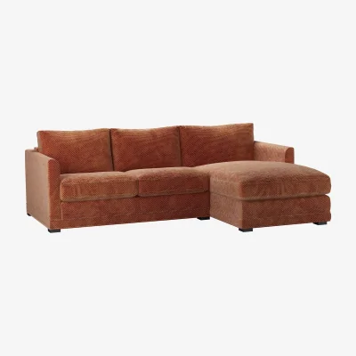 Sofa.com Aissa Small RHF Chaise Sofa in Pomegranate Bubble Velvet