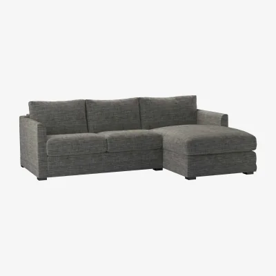Sofa.com Aissa Small RHF Chaise Sofa in Liquorice Baylee Multi-Tone Viscose Linen