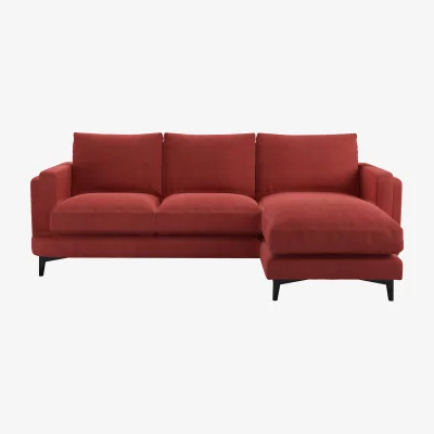 Sofa.com Boston Squared Arm RHF Chaise Sofa in Indian Summer Easy Cotton