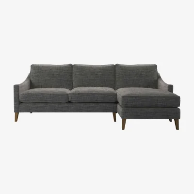 Sofa.com Iggy Medium RHF Chaise Sofa in Liquorice Baylee Multi-Tone Viscose Linen