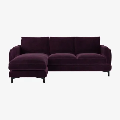 Sofa.com Boston Curved Arm LHF Chaise Sofa in Damson Smart Velvet