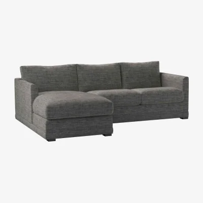 Sofa.com Aissa Small LHF Chaise Storage Sofa in Liquorice Baylee Multi-Tone Viscose Linen