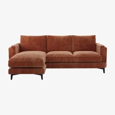Sofa.com Boston Squared Arm LHF Chaise Sofa in Pomegranate Bubble Velvet