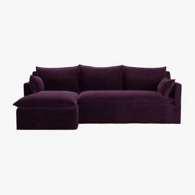 Sofa.com Anders LHF Chaise Sofa in Damson Smart Velvet