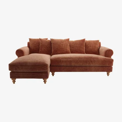 Sofa.com Teddy LHF Chaise Sofa in Pomegranate Bubble Velvet