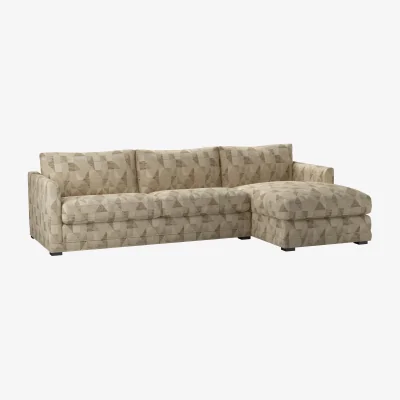 Sofa.com Aissa Large RHF Chaise Sofa in Desert Pyramid Textured Weave - sofa.com