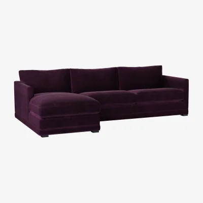 Sofa.com Aissa Large LHF Chaise Storage Sofa in Damson Smart Velvet