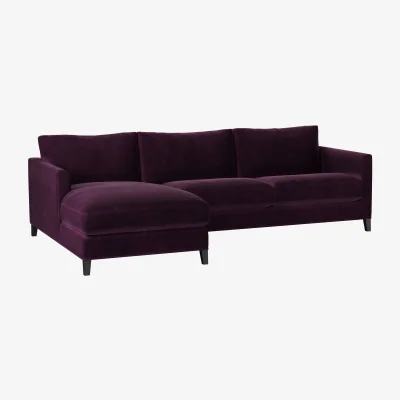 Sofa.com Izzy Medium LHF Chaise Sofa in Damson Smart Velvet