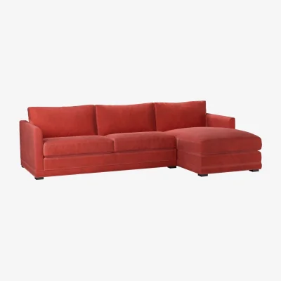 Sofa.com Aissa Large RHF Chaise Sofa in Wild Raspberry Smart Velvet - sofa.com