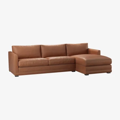 Sofa.com Aissa Large RHF Chaise Sofa in Cognac Grain Leather - sofa.com