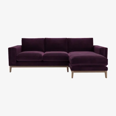 Sofa.com Costello  RHF Chaise Sofa in Damson Smart Velvet