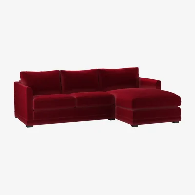 Sofa.com Aissa Small RHF Chaise Storage Sofa in Malbec Cotton Matt Velvet