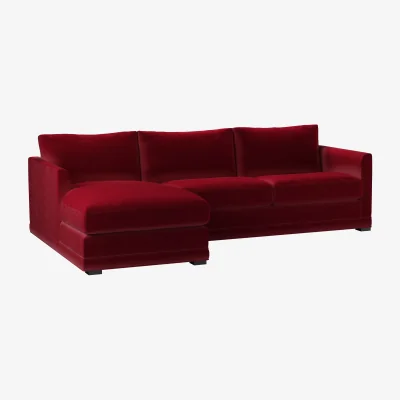 Sofa.com Aissa Medium LHF Chaise Sofa in Malbec Cotton Matt Velvet