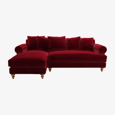 Sofa.com Teddy LHF Chaise Sofa in Malbec Cotton Matt Velvet