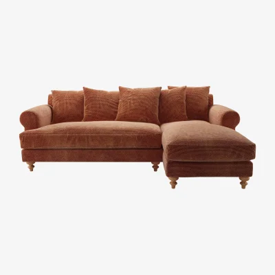 Sofa.com Teddy RHF Chaise Sofa in Pomegranate Bubble Velvet