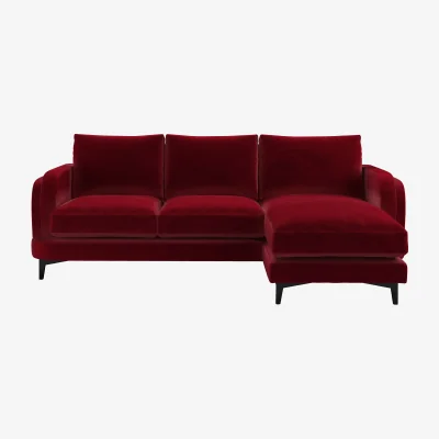 Sofa.com Boston Curved Arm RHF Chaise Sofa in Malbec Cotton Matt Velvet