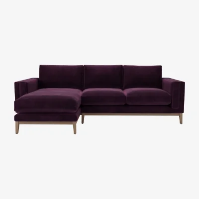 Sofa.com Costello  LHF Chaise Sofa in Damson Smart Velvet