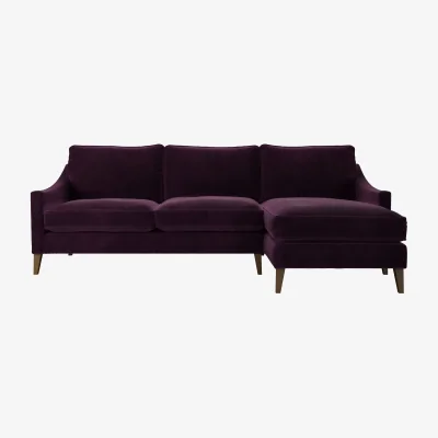 Sofa.com Iggy Medium RHF Chaise Sofa in Damson Smart Velvet