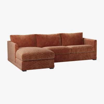 Sofa.com Aissa Medium LHF Chaise Sofa in Pomegranate Bubble Velvet