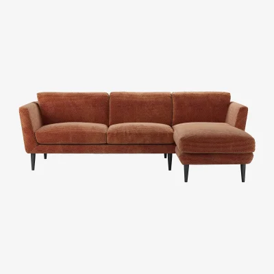 Sofa.com Holly Medium RHF Chaise Sofa in Pomegranate Bubble Velvet