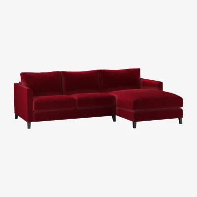 Sofa.com Izzy Small RHF Chaise Sofa in Malbec Cotton Matt Velvet
