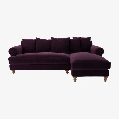 Sofa.com Teddy RHF Chaise Sofa in Damson Smart Velvet