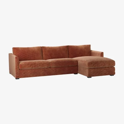 Sofa.com Aissa Large RHF Chaise Sofa in Pomegranate Bubble Velvet