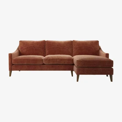 Sofa.com Iggy Medium RHF Chaise Sofa in Pomegranate Bubble Velvet