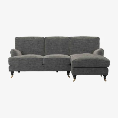 Sofa.com Bluebell RHF Chaise Sofa in Liquorice Baylee Multi-Tone Viscose Linen