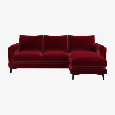 Sofa.com Boston Squared Arm RHF Chaise Sofa in Malbec Cotton Matt Velvet
