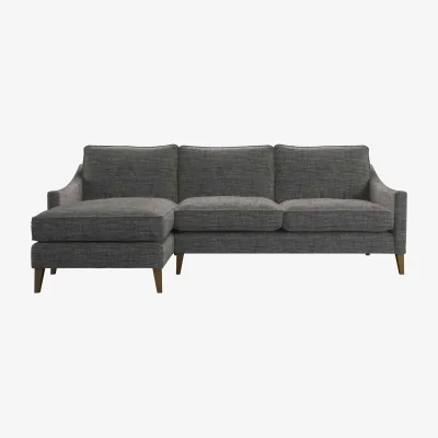Sofa.com Iggy Medium LHF Chaise Sofa in Liquorice Baylee Multi-Tone Viscose Linen