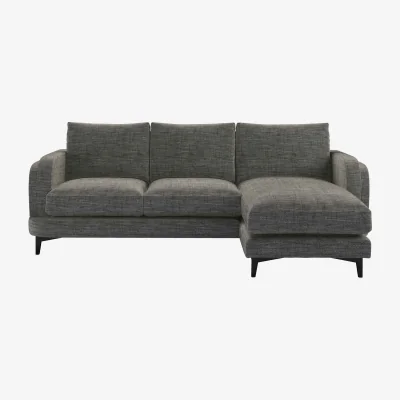Sofa.com Boston Curved Arm RHF Chaise Sofa in Liquorice Baylee Multi-Tone Viscose Linen