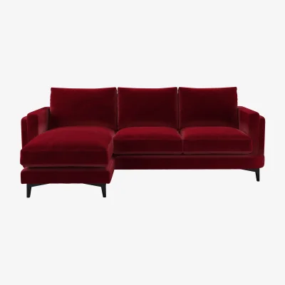 Sofa.com Boston Squared Arm LHF Chaise Sofa in Malbec Cotton Matt Velvet