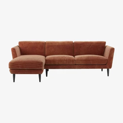 Sofa.com Holly Medium LHF Chaise Sofa in Pomegranate Bubble Velvet