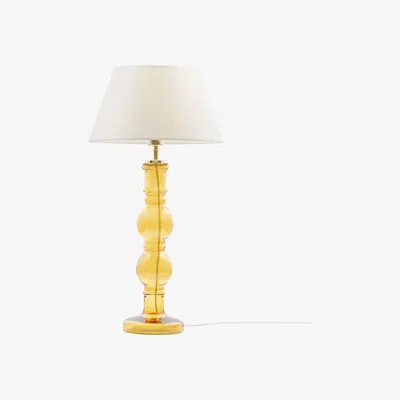 Amara À la - Glass & Natural Linen Lamp - Mustard