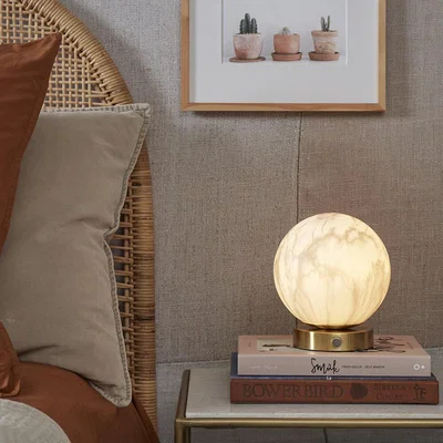 Amara It's About RoMi - Carrara Table Lamp - Gold/White Marble
