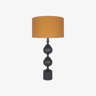 Barker and Stonehouse Mustard Shade Tall Matt Black Table Lamp Metal | Barker & Stonehouse