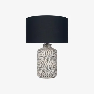 Barker and Stonehouse Natural & Black Textured Table Lamp, Neutral Stoneware | Barker & Stonehouse