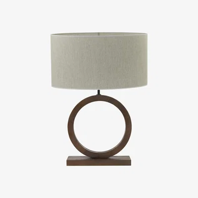 Barker and Stonehouse Round Wood Table Lamp, Brown | Barker & Stonehouse