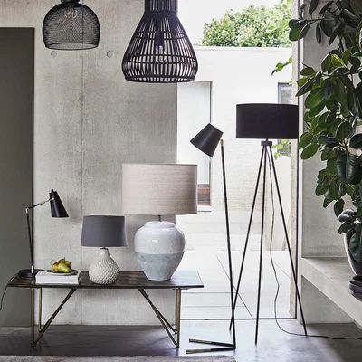 Barker and Stonehouse Angular Table Lamp, Black Metal | Barker & Stonehouse