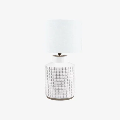 Barker and Stonehouse Ceramic Squares Table Lamp, White Stoneware | Barker & Stonehouse