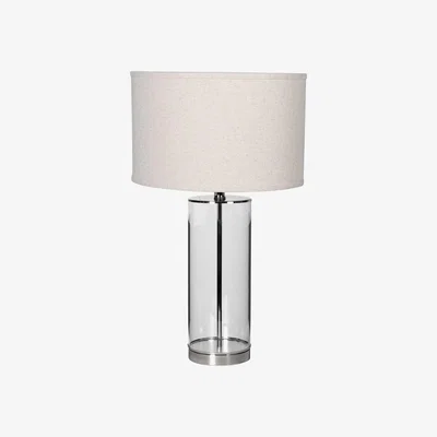 Barker and Stonehouse Natural Shade Glass Tube Table Lamp, Silver | Barker & Stonehouse