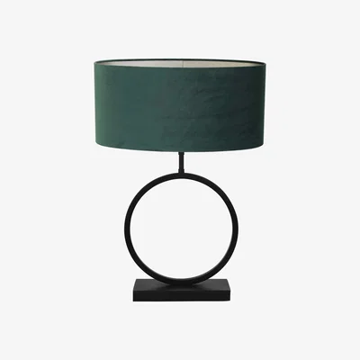 Barker and Stonehouse Matt Black Circular Table Lamp, Green Metal | Barker & Stonehouse