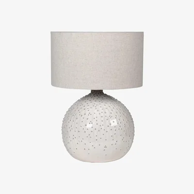 Barker and Stonehouse Glazed Ceramic Dotted Table Lamp, Cream