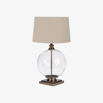 Barker and Stonehouse Glass Ball Table Lamp, Antique Brass