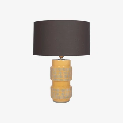 Barker and Stonehouse Mustard Textured Stoneware Table Lamp, Yellow Ceramic | Barker & Stonehouse