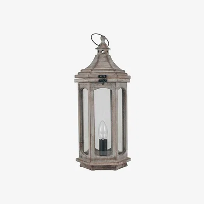 Barker and Stonehouse Grey Antique Wood Lantern Table Lamp | Barker & Stonehouse