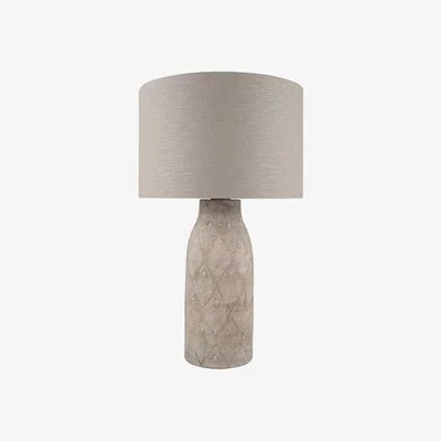 Barker and Stonehouse Etched Feather Stoneware Table Lamp, Neutral | Barker & Stonehouse